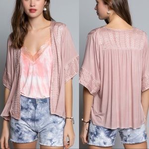 🆕POL Blush Silky Touch Embroidered Cardigan